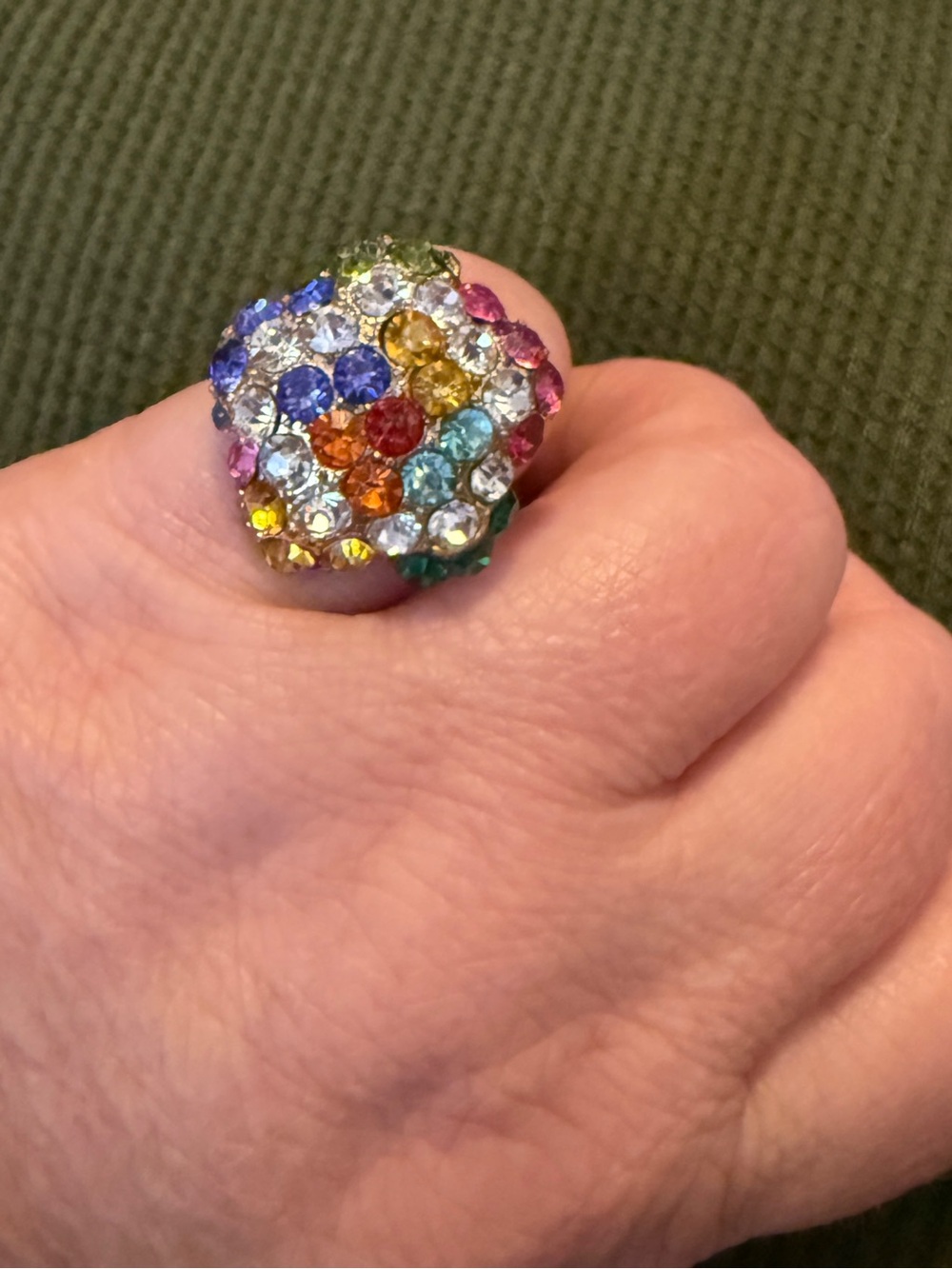 Multicolor Crystal Heart Statement Ring - Women Jewelry